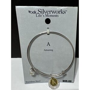 Belk Silverworks Life Moments Stainless Steel Crystals Bracelet Letter A Initial